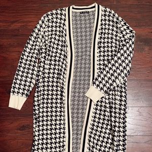 Shein Houndstooth Long Cardigan